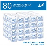 Scott Professional 100% Recycled Fiber Standard Roll 2-Ply Toilet Paper 13217 - 473 Sheets per Roll, 80 Rolls per Case